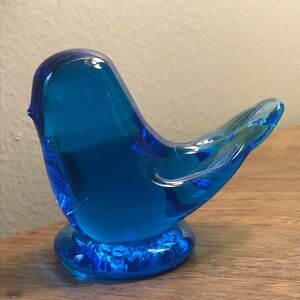 Blue Glass Bird of Happiness Figurine